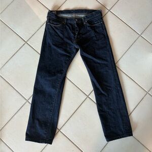 Momotaro Indigo Denim Jeans with Leather Patch